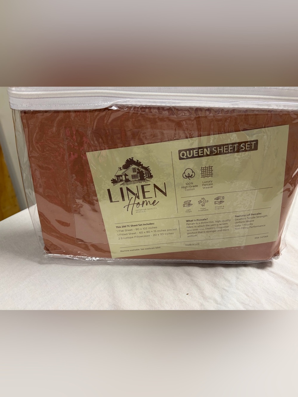 Queen Sheet Set - Burnt Orange 100% Cotton - Picture 7 of 7